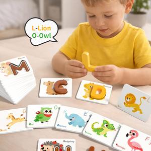Bloques de Madera Educativos Abc Safety con Temática Animal, Juego de Tarjetas con Números y Alfabeto - Product Image 5