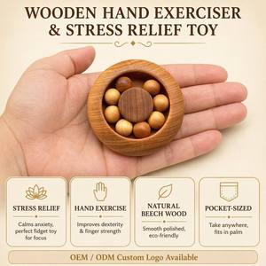 Fidget Roller in Legno Naturale Fatto a Mano con <span class=keywords><strong>Perline</strong></span> Rotanti, Silenzioso, per Alleviare l'Ansia e Esercizio Manuale, Giocattolo Antistress in Legno - Product Image 2