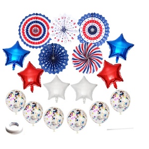 Abanicos de Papel Rojo, Azul y Blanco, Decoraciones Patrióticas para Fiestas, Estilo Bandera de EE. UU., Globos para Celebración de <span class=keywords><strong>Carnaval</strong></span>, Día de la Independencia - Product Image 1
