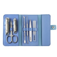 Ensemble de coupe-ongles professionnel de luxe en acier inoxydable 7 en 1 anti-éclaboussures, tranchant, kit de toilettage de voyage, manucure, pédicure, cadeau pour bébé