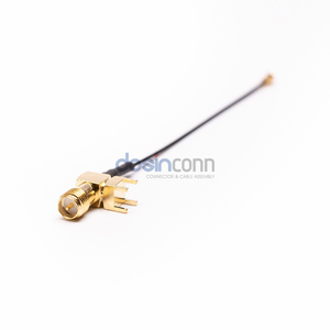 Cavo SMA (angolo retto) a U.FL con connettore RF ad angolo retto RP-SMA femmina DIP per montaggio su PCB - Product Image 1