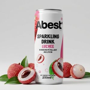 Refrescos Sin Azúcar Directamente de Fábrica OEM ODM Abest, Agua con Gas con Sabor a Lichi, Bebidas en Lata Deliciosas y Refrescantes - Product Image 1