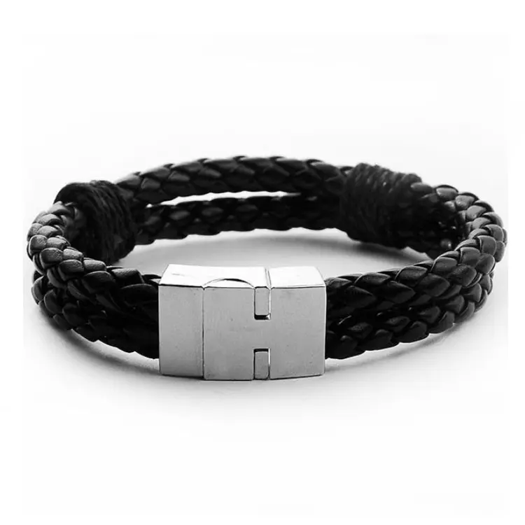 Hot Style Male Magnet Buckle Bracelet PU Braided Leather Wristband Bracelet for Men Accessory