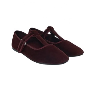 Nuovo Design bambina elegante scarpe da principessa velluto rosso T Bar Mary Jane scarpe eleganti scarpe basse da ragazza per bambini - Product Image 2