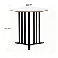 Table basse YZ moderne et durable avec structure en acier noir et plateau en pierre, mobilier de salon pour restaurants et usage domestique