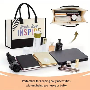 Bolsa de Lona Grande <span class=keywords><strong>BeeGreen</strong></span> con Monograma Floral y Cierre de Cremallera - Regalo Ideal para Mujeres, Mamá, Halloween, Acción de Gracias - Product Image 5