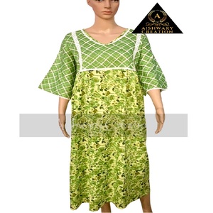 Customizable Midi Mini Floral Cotton Dress 100% Cotton Deep Neck Long Block Print <b>Plus</b> <b>Size</b> Casual Wedding Back String Closure - Product Image 1