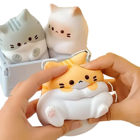 Mainan Promosi Squishy Kucing Kartun PU Lembut Slow Rebound, Mainan Sensorik Pereda Stres, Hadiah Halloween Natal
