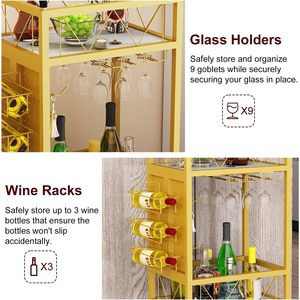 Home-use floor-standing wheeled beverage <b>cart</b>, multi-functional, movable <b>storage</b> rack, high-value and practical furniture. - Product Image 4