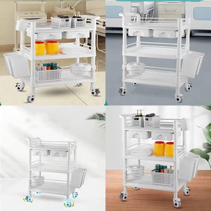 Chariot roulant à 3 niveaux pour esthéticienne, salon de beauté SPA, hôpital commercial, bureau, laboratoire, chariot avec tiroirs