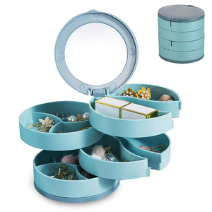 Boîte à bijoux rotative multicouche anti-poussière pour boucles d'oreilles et colliers, en PP micro-ondable, pour la maison - Product Image 1