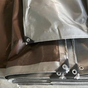 <span class=keywords><strong>Bâche</strong></span> en polyéthylène PE de haute qualité, imperméable, pour extérieur, marron/argent, protection pour meubles de jardin, camion - Product Image 4