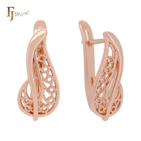 Boucles d'oreilles clipsables FJ Fallon Fashion Jewelry, minimalistes, en filigrane, plaquées or rose, base en laiton