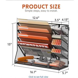 Wall File Organizer 5 Tier Metal Mesh Hanging File Holder Wall Mounted Office Storage Mail Organizer Document Holder - Product Image 3