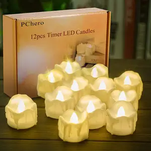 Amazon Neue LED-Kerze 12 Stück Batterie Weihnachten Warm Flame less Votive Tea LED Kerzenlicht mit Timer für Dekor