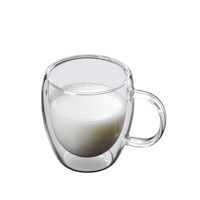 Mug à lait en verre durable à double paroi résistant à la chaleur, grande capacité, design moderne, compatible lave-vaisselle, sans danger pour les aliments, idéal pour les voyages