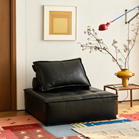 Canapé rétro Piedmont en cuir huilé, canapé modulaire à blocs combinables, inclinable et convertible pour salon moderne