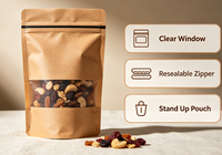 Sachet Doypack refermable de qualité alimentaire, résistant à l'humidité, pour fruits secs et snacks, avec fenêtre transparente, imprimé en héliogravure, personnalisable