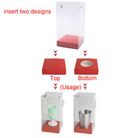 Vente en gros Boîte transparente en PVC pour macarons avec insert en carton Boîte cadeau pour tasse à fleurs en forme de tulipe Sac transparent en PVC levé à la main