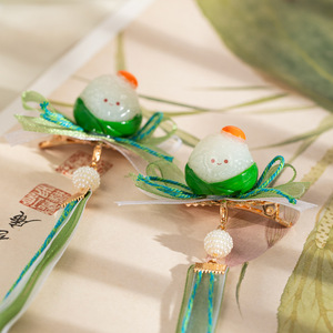 Cute children's Dragon Boat Festival hair <b>clips</b> with ribbons, <b>bows</b>, tassels, traditional Chinese style, and sweet ancient - Product Image 1