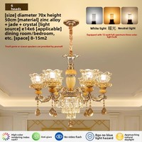 Lustre LED à spectre complet en cristal, style européen, luminaire de luxe pour restaurant, commande vocale intelligente Tmall Elf High