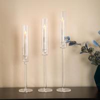 Ensemble de porte-bougies hauts en acrylique transparent de luxe, modernes, pour mariage, centre de table, banquet, décoration d'événements