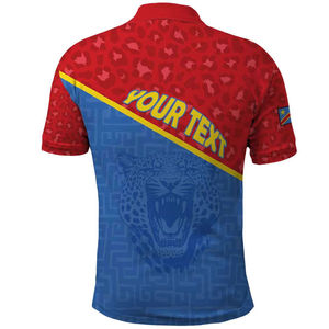 Camisetas Polo Personalizadas con Logotipo Sublimado de Secado Rápido, Diseño de Leopardo de la República Democrática del Congo, para Aficionados al Fútbol, Entrenamiento Deportivo, para Hombre - Product Image 2