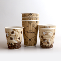 Gobelets à café en papier ondulé personnalisés Allwin Packfactory avec logo, isolés, avec couvercles, sûrs, pour la livraison et à emporter