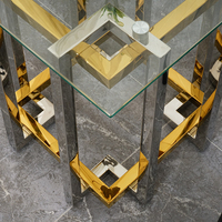 Meuble de salon, miroir en métal doré et argenté, acier inoxydable, table basse d'appoint pour canapé