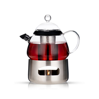Cafetière à piston portable en verre de 350 ml avec couvercle en bambou, double paroi en acier inoxydable