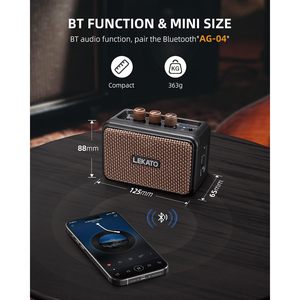 Lekato Mini Guitar <b>Amplifier</b> 5W Bluetooth Rechargeable Electric Guitar Amp Dual <b>Speakers</b> Brown - Product Image 6