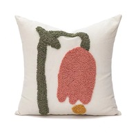 Housse de coussin lombaire unique de 45*45 cm avec motif floral brodé, taies d'oreiller décoratives pour la maison, l'hôtel, le salon