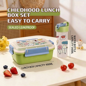 Ensemble boîte à lunch et gobelet à eau de dessin animé, adapté aux étudiants, boîte à lunch portable pour micro-ondes et vaisselle - Product Image 1