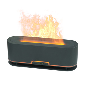 Wood Grain 200ml Simulated <b>Flame</b> Humidifier Oval Strip Air Diffuser Home Office Night <b>Light</b> - Product Image 1