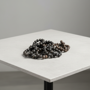 Bracelet de prière bouddhiste en bois d'agar noir du Vietnam 18 mm, vintage, unisexe, bijoux en bois - Product Image 1