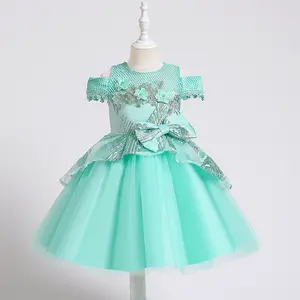 JX792最新儿童连衣裙设计优雅高品质球衣派对礼服胖女孩婚纱