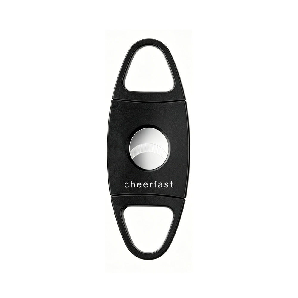 Coupe-cigare en plastique noir, 2 trous, taille : 1,9 cm.