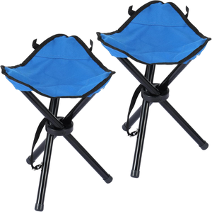 Portable Foldable Stainless Steel Modern Outdoor Camping Stool <b>Blue</b> Oxford Cloth Tripod <b>Chair</b> Lightweight Travel Gym Park - Product Image 1