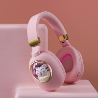 Casque sans fil MSB4 avec éclairage RGB 5.4, oreilles de chat, mignon, dessin animé, pour enfants et filles, circum-auriculaire, ANC, aviation, téléphone portable