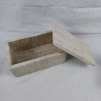 HZX boîte en travertin en marbre plateau présentoir à bijoux porte-gâteau boîte de rangement pour la maison porte-organisateur en pierre naturelle cadeau cosmétique