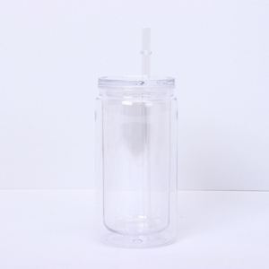 Meilleure Vente : Bocal en Plastique à Double Paroi Anti-Fuite de 16 oz avec Couvercle et Paille pour Usage Quotidien au Bureau et au Travail - Product Image 5