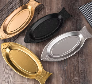 أطباق وصواني معدنية مستطيلة فريدة، صحون عصرية ملونة بالمينا للحفلات والأعراس، مناسبة للعائلات والفنادق والمطاعم والمنازل والمكاتب - Product Image 4