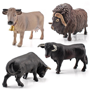 Juego de figuritas de animales de granja simulados, almizcle, buey suizo, vaca marrón, <span class=keywords><strong>ganado</strong></span> del norte de África, Toro Negro, decoración de rancho en <span class=keywords><strong>miniatura</strong></span> sólida - Product Image 1