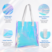 Sac fourre-tout holographique en PVC transparent, sac à bandoulière irisé grande capacité, imperméable, pour la plage, le shopping, les voyages, vente en gros, personnalisable