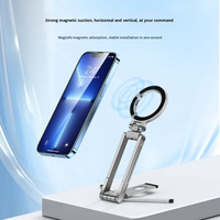 Support de téléphone magnétique multifonctionnel de poche pour voyage, en alliage d'aluminium, support de téléphone rotatif à 360 degrés, support de bureau avec mousqueton