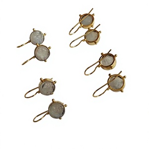 Natural Rainbow Moonstone Gold Plated Drop Earrings for Jewelry Wholesale - Product Image 1