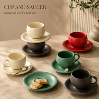 Ensemble tasse et soucoupe à latte en céramique texturée pour une présentation professionnelle du café – Commandes de couleurs personnalisées pour les acheteurs en gros mondiaux