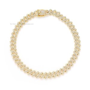 Necklace <b>Bracelet</b> - All Water <b>Crystals</b> - Cuban Chain - Strip Double Row - Buckle - Hip-hop DIY Accessory Tanjing Fashion - Product Image 5