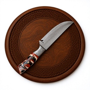 Cuchillo de Caza Hecho a Mano con Hoja de Acero de Damasco para Uso en Exteriores con Funda de Cuero Personalizable a Precio Accesible - Product Image 3