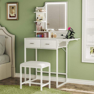 Tocador de dormitorio <span class=keywords><strong>infantil</strong></span> con cajones de almacenamiento Sillas Estantes Tocador de maquillaje pequeño con espejo - Product Image 2